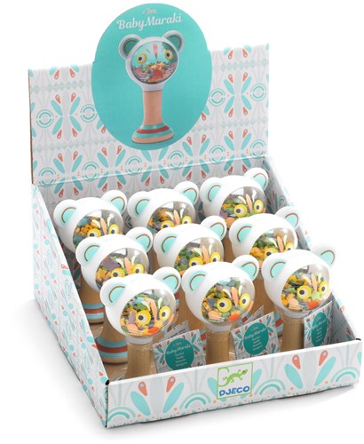 Djeco juguete para bebé sonajero BabyMaraki maraca de madera FSC-2