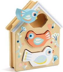 Djeco juguete de madera para bebé caja de formas BabyBirdy pastel
