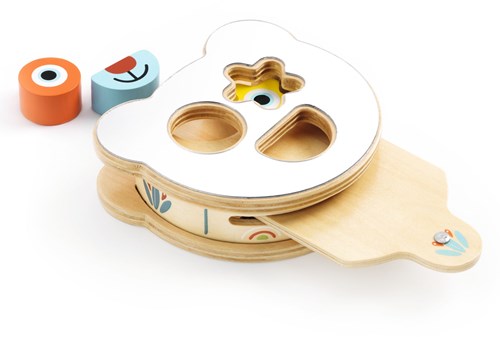 Djeco juguete para bebé BabyBoomi caja clasificadora de formas de madera con espejo-2