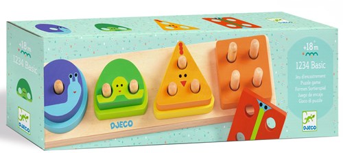 Djeco juguete de madera para bebés 1234Basic - Puzzle de formas FSC 100%-2