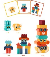 Djeco set de construcción de madera Ze Faces - educativo FSC 100%-3