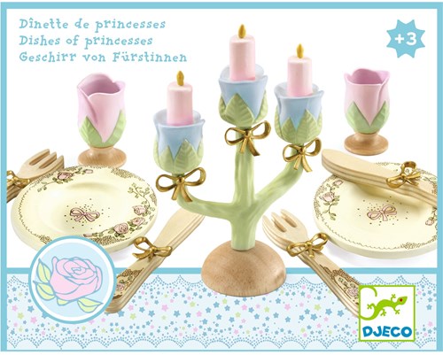 Djeco juguete cocina vajilla princesas rosa oro juguete madera-3
