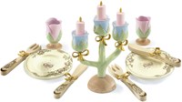 Djeco juguete cocina vajilla princesas rosa oro juguete madera