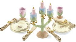 Djeco juguete cocina vajilla princesas rosa oro juguete madera