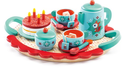 Djeco juguete de cocina Fox's party juego de té de madera FSC 100%
