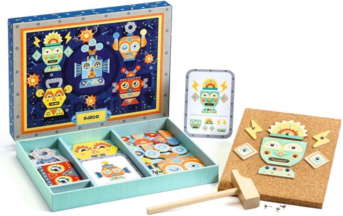 Djeco juego de martillo Robots tap tap - juguete de madera FSC