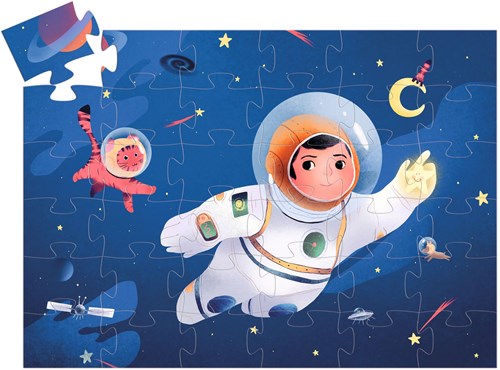 Djeco puzzle astronauta luna 36 piezas cartón FSC puzzle infantil