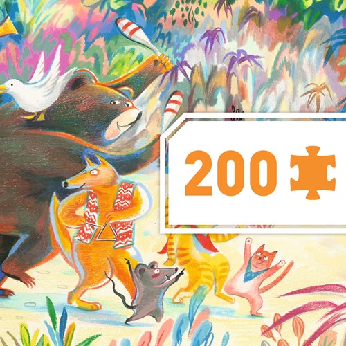 Djeco puzzle 200 piezas - banda musical del bosque para niños-2