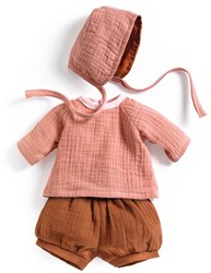Djeco ropa para muñecas Peach - conjunto de algodón para muñecas bebé