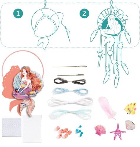 Djeco kit creativo atrapasueños Gentle mermaid - sirena creativa-3