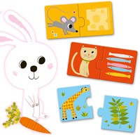 Djeco puzzle dúo animales - juguete educativo para niños cartón FSC