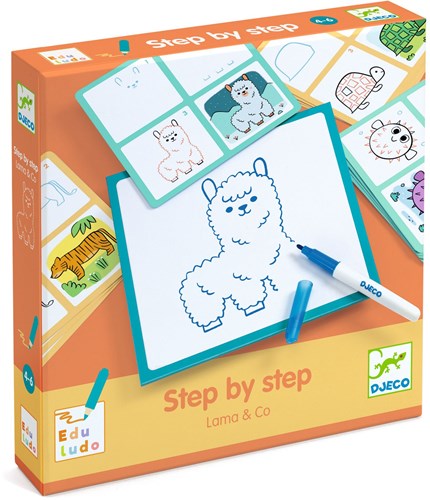 Djeco set de dibujo Step by Step Lama & Co - juguete creativo FSC MIX-3