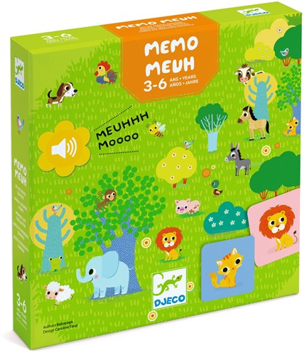Djeco juego Memo Meuh - juego de memoria con sonidos de animales FSC MIX-3