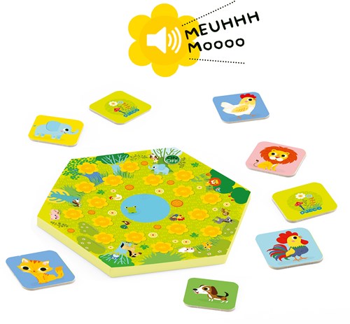 Djeco juego Memo Meuh - juego de memoria con sonidos de animales FSC MIX