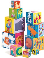 Djeco bloques de madera bloques apilables Funny blocks cartón FSC