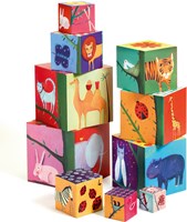 Djeco bloques de madera torre apilable naturaleza y animales - juguete educativo
