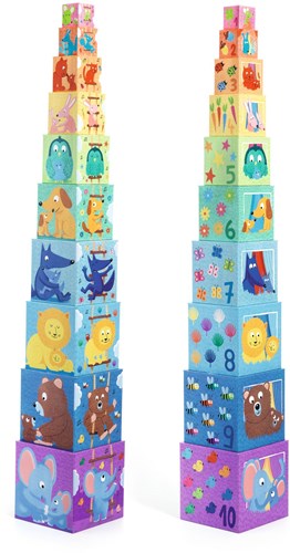 Djeco bloques de madera Rainbow blocks - cubos apilables coloridos FSC-2