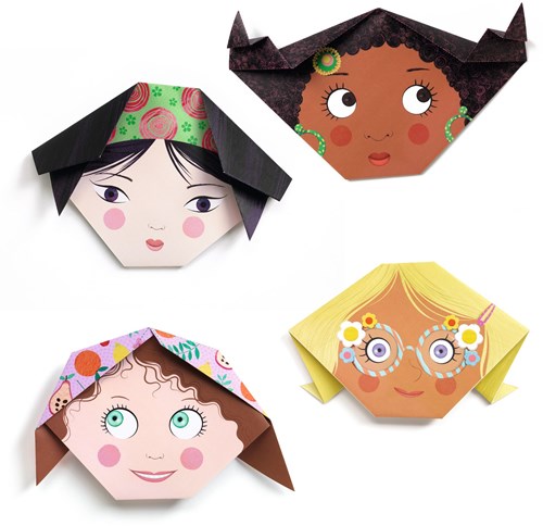 Djeco origami Pretty Faces - set creativo de plegado para niños