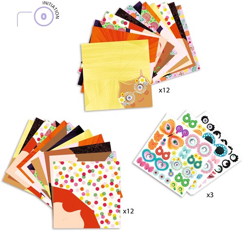 Djeco origami Pretty Faces - set creativo de plegado para niños-2