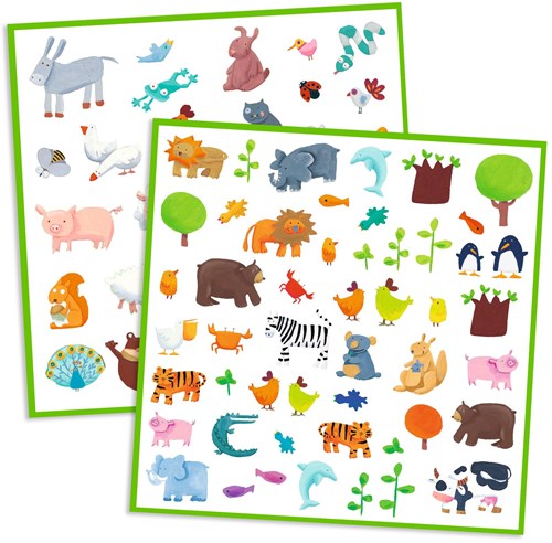 Djeco stickers animales - papel FSC - 160 unidades - set creativo
