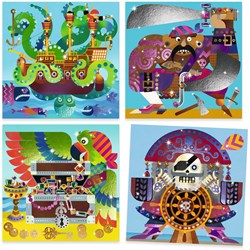 Djeco cuadros metálicos set piratas con láminas y strass