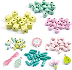 Djeco set de cuentas de madera - crear joyas flores y hojas