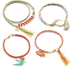 Djeco cuentas y joyas Celeste - Set de pulseras Kumihimo para manualidades