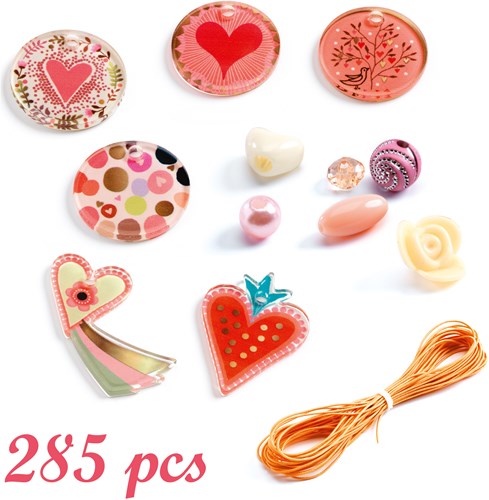 Djeco cuentas & joyas Hearts - set creativo de abalorios para niños