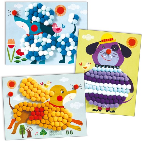 Djeco set creativa PomPom Puppies - collage perros creativos