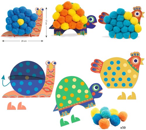 Djeco collage animales esponjosos - set creativo cartón FSC-3
