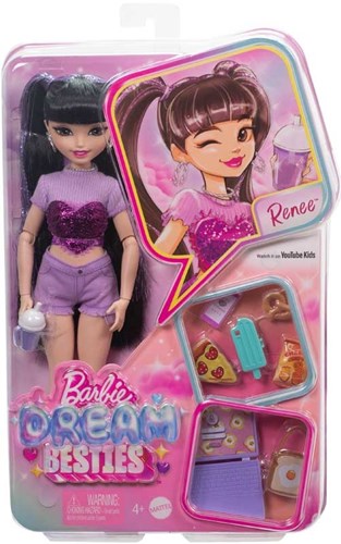 Mattel muñeca fashion Barbie Dream Besties Renee con accesorios y mechas moradas