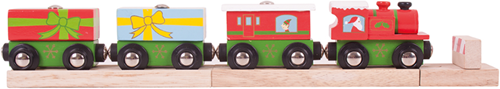 BigJigs tren de Navidad de madera juguete - set de tren regalo festivo