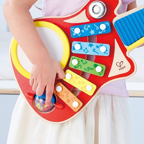 Hape instrumento musical 6-en-1 guitarra de juguete de madera para niños-3
