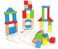 Hape bloques apilables de madera 50 piezas juguete de construcción colorido