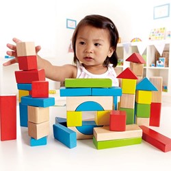Hape bloques apilables de madera 50 piezas juguete de construcción colorido