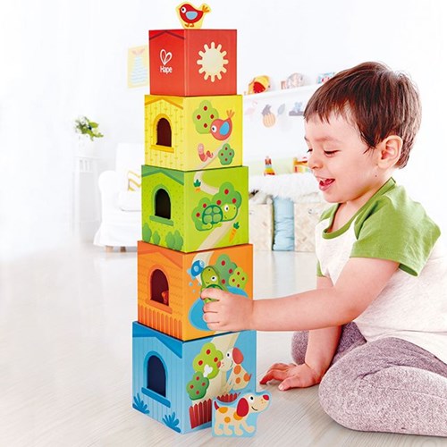 Hape torre apilable cartón Pepe & friends juguete educativo-3