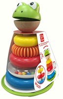Hape aros apilables rana juguete educativo madera colorido niños-2