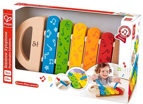 Hape xilófono arcoíris instrumento musical de madera para niños-3