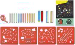 Arte con tizas y plantillas Hape