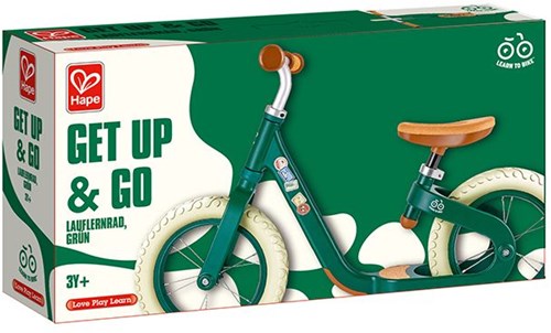 Hape bicicleta de equilibrio aprender a montar verde con asiento ajustable y manillares de corcho-2