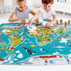 Hape puzzle mapa del mundo - juego educativo 2 en 1 para niños