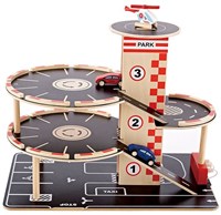Hape garaje de madera Park & Go - parking de juguete con coches-2