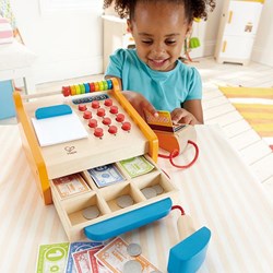Hape caja registradora de madera - juego de rol para niños