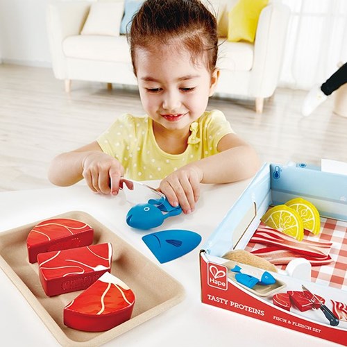 Hape set de cocina carne y pescado - comida de juguete para niños
