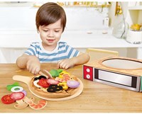 Hape set de pizza juguete de cocina de madera con caja de pizza