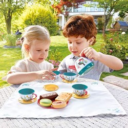 Hape juego de té juguete de madera - Tea Time Playset para niños