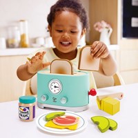 Hape tostadora de juguete pop-up set - cocina interactiva de madera