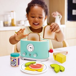 Hape tostadora de juguete pop-up set - cocina interactiva de madera
