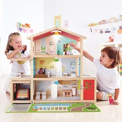 Hape casa de muñecas family mansion de madera con accesorios