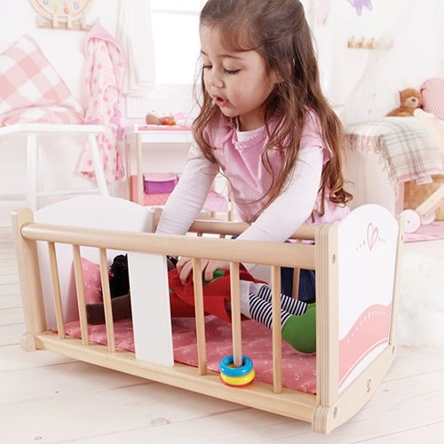 Hape cuna de madera cradle - juguete sostenible para muñecas
